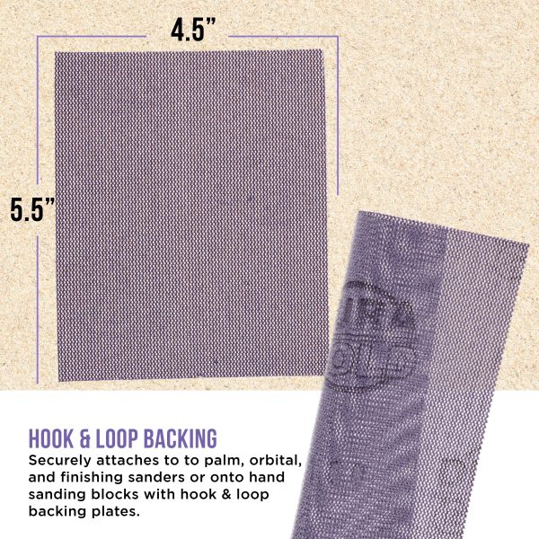 Premium 600 Grit 1 4 Sheet Size Purple Ceramic Mesh Sandpaper, Box of 16 - 4.5  x 5.5  Dustless Hook & Loop Backing, Palm Sanders, Sanding Blocks - Long-Lasting Fast Cut - Woodworking, Auto Cheap - Image 3