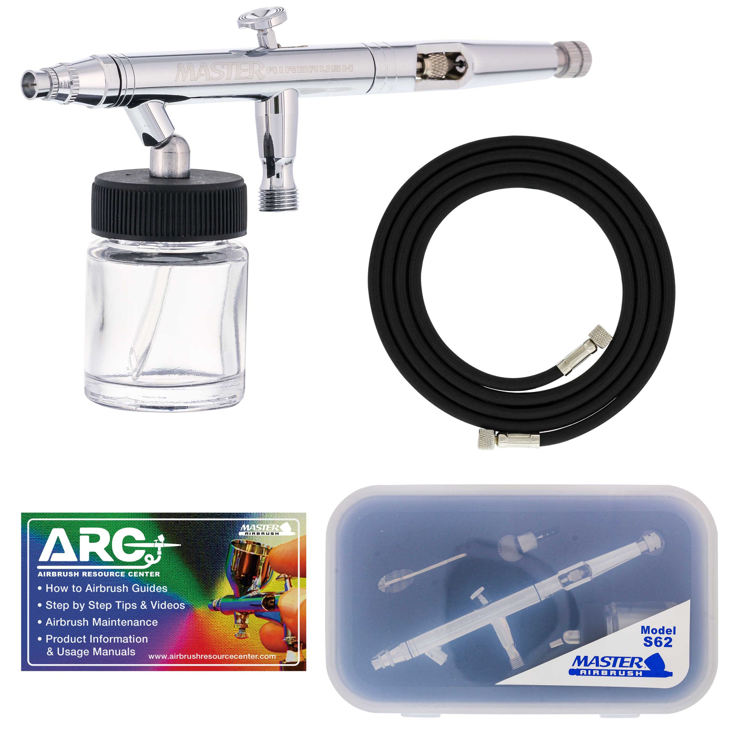 Master Hi-Flow S62 All-Purpose Precision Dual-Action Siphon Feed Airbrush, 0.5 mm Tip, 3 4 oz Bottle (Includes 6 ft. Braided Air Hose) Fashion