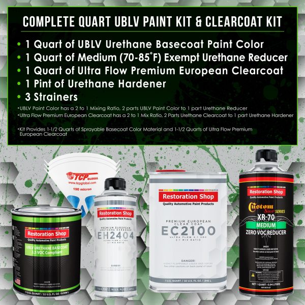 Reflex Blue - LOW VOC Urethane Basecoat with European Clearcoat Auto Paint - Complete Quart Paint Color Kit - Automotive Coating Supply - Image 2