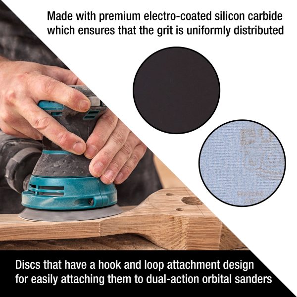 Premium 5  8-Hole Wet or Dry Sanding Discs - 2000 Grit, Box of 50 - High-Performance Sandpaper Discs with Hook & Loop Backing, Fast Cutting Silicon Carbide, Color Sanding, Car Auto Polishing on Sale - Image 5