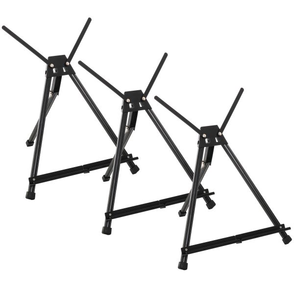 15  to 21  High Adjustable Black Aluminum Tabletop Display Easel (Pack of 3) - Portable Artist Tripod Stand with Extension Arm Wings, Folding Frame Supply