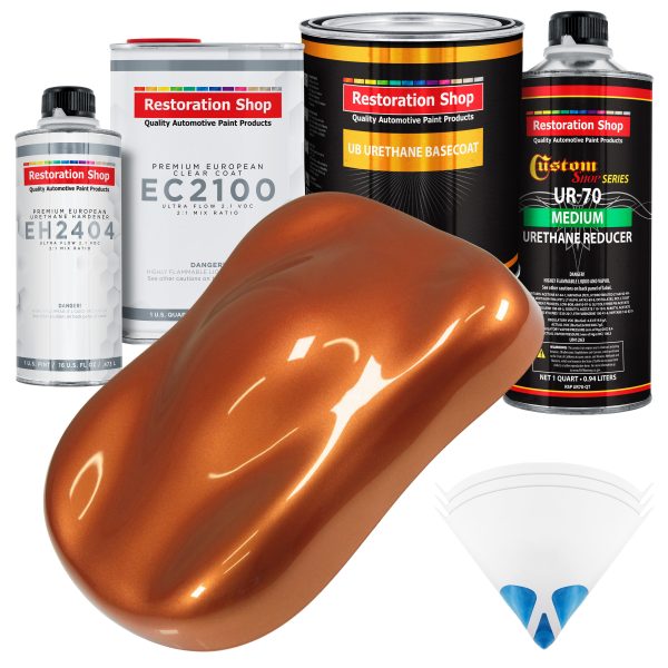 Malibu Sunset Orange Metallic Urethane Basecoat with European Clearcoat Auto Paint - Complete Quart Paint Color Kit - Automotive Refinish Coating For Sale