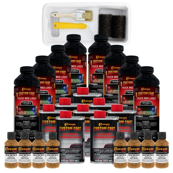 Federal Standard Color #30257 Earth Yellow T83 Urethane Roll-On, Brush-On or Spray-On Truck Bed Liner, 2 Gallon Kit with Roller Applicator Kit For Sale