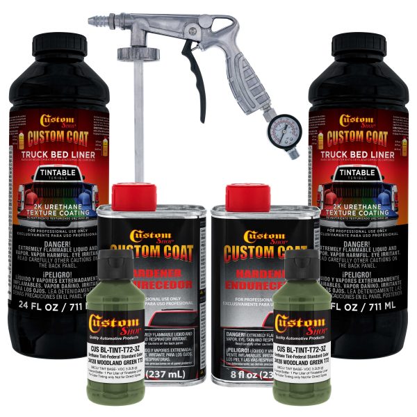 Federal Standard Color #34128 Woodland Green T72 Urethane Spray-On Truck Bed Liner, 2 Quart Kit, Spray Gun & Regulator - Textured Protective Coating Online now