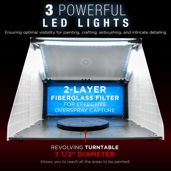 2-Pack Lighted Portable Airbrush Spray Booths with LED Lighting - Paint Booth , 6  Exhaust Hose, 25W Fan, 16.5 x19 x13.5  Work Area - Combine for Larger Workspace, Compact & Portable Hot on Sale - Image 3