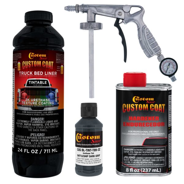 Federal Standard Color #36118 Battleship Dark Gray T89 Urethane Spray-On Truck Bed Liner, 1 Quart Kit with Spray Gun and Regulator - Textured Coating For Cheap